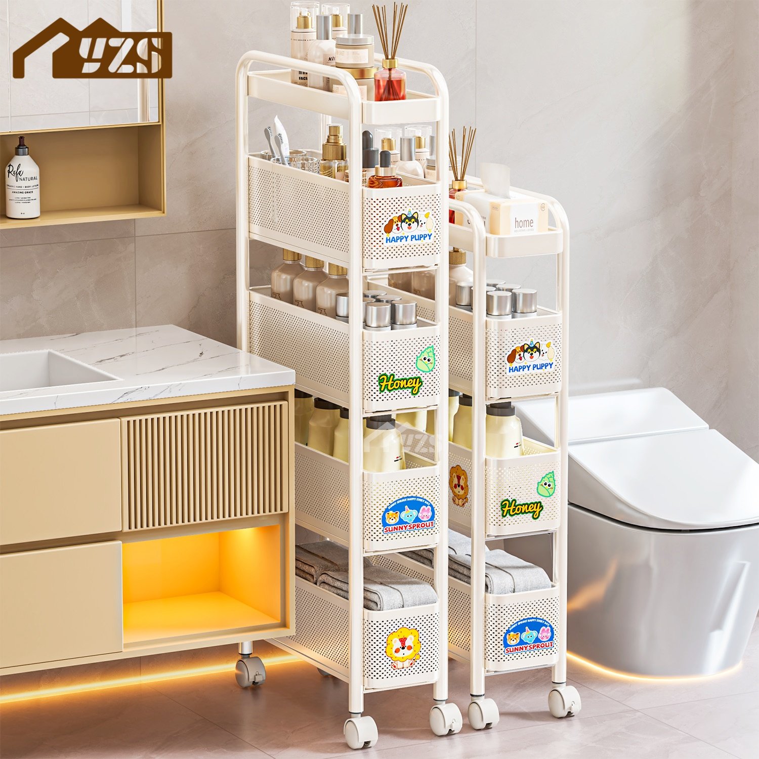 夹缝小推车抽屉窄柜浴室冰箱沙发马桶一体式收纳卫生间缝隙置物架