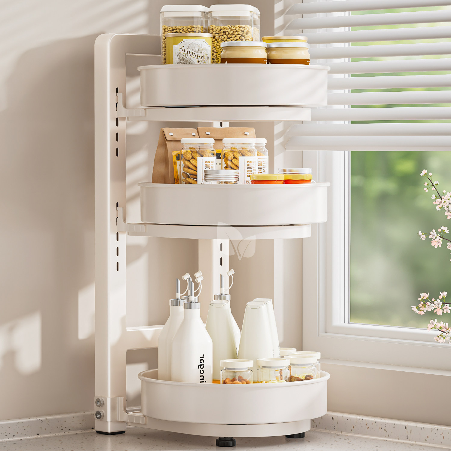 厨房可旋转调料置物架调味品转角专用油盐酱醋圆形多功能收纳盒架