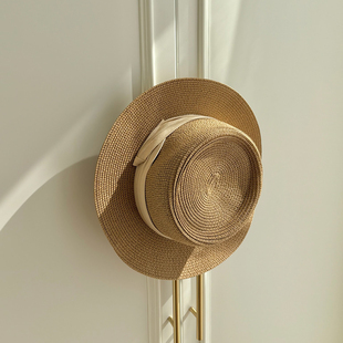 PickRui 睿哥 度假bi备遮阳出片编制纽结草帽子平顶礼帽英伦时尚