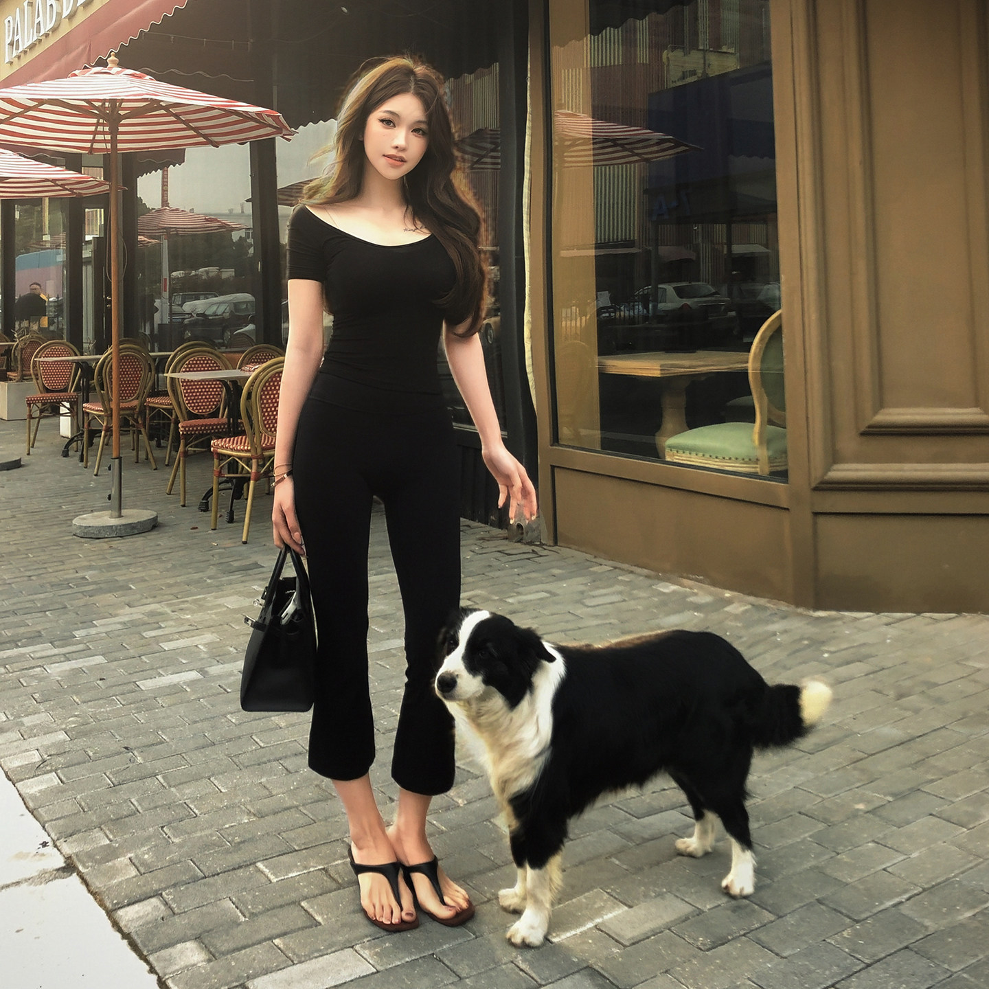 PickRui睿哥 超模主义 喇叭八分显瘦提臀瑜伽裤女新款高腰休闲裤