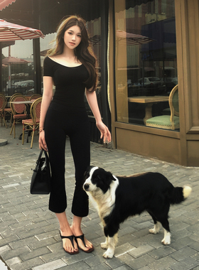 PickRui睿哥 超模主义 喇叭八分显瘦提臀瑜伽裤女新款高腰休闲裤