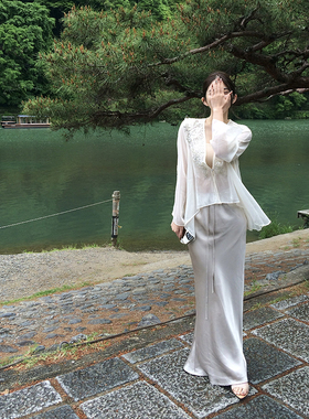 PickRui 睿哥 冰山美人 珠光鱼尾半身裙女夏季新款气质垂坠感裙子