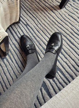 PickRui睿哥 英伦风黑色乐福鞋女鞋秋冬新款休闲单鞋小皮鞋时尚