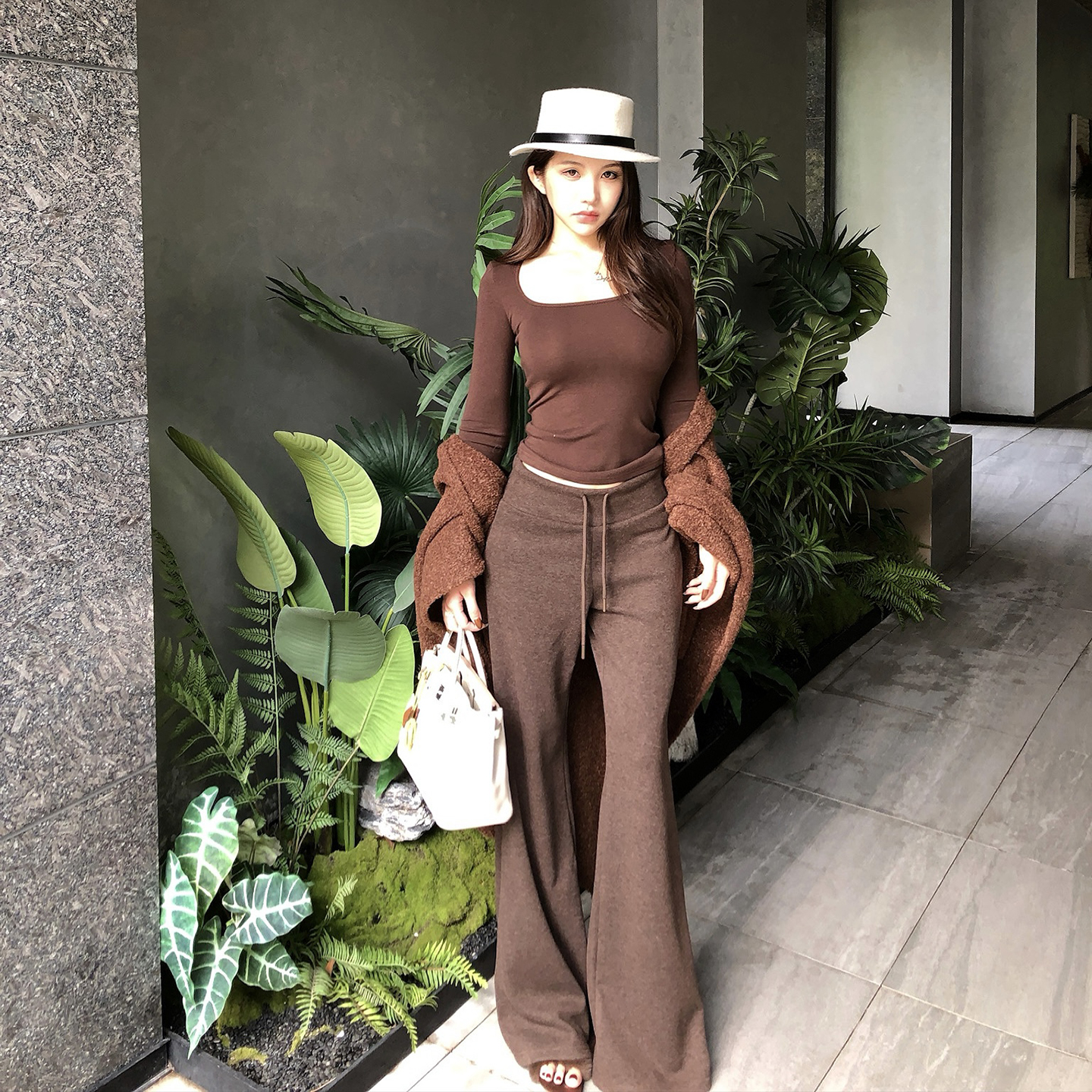 PickRui 睿哥 秋冬新款高腰显瘦休闲裤女微喇阔腿裤百搭卫裤长裤