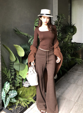 PickRui 睿哥 秋冬新款高腰显瘦休闲裤女微喇阔腿裤百搭卫裤长裤