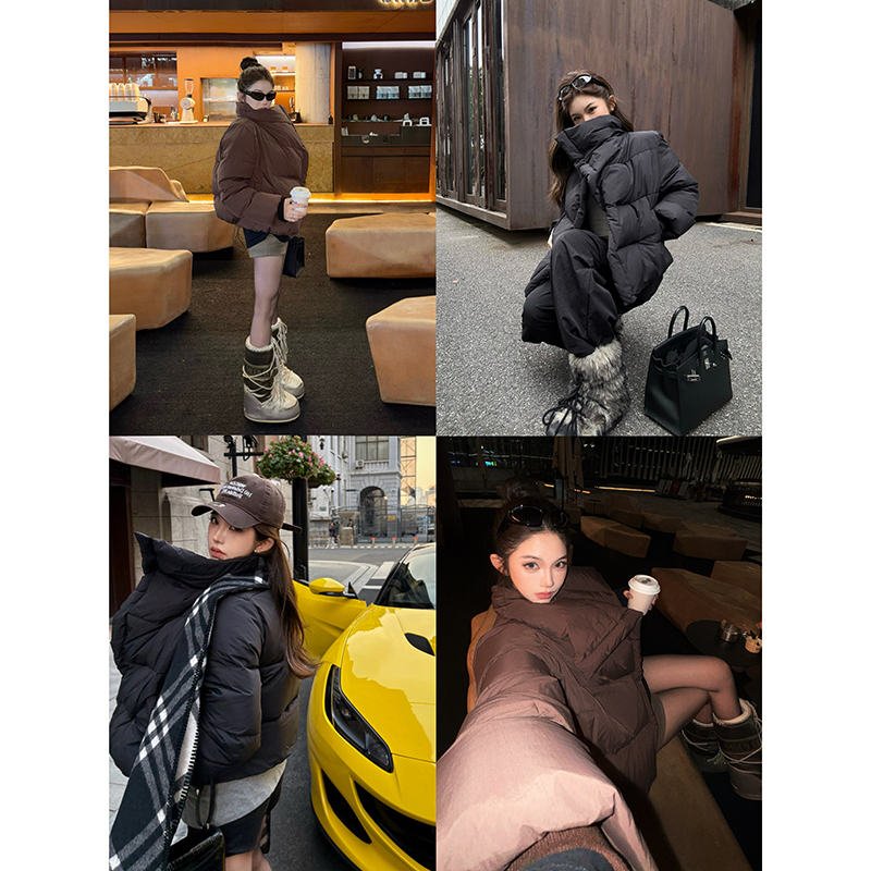 PickRui 睿哥 云朵舒芙蕾 肯豆廓形保暖羽绒服女士短款面包服外套