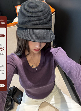PickRui睿哥 秋冬新款羊毛帽子女大帽檐显脸小鸭舌帽太阳帽渔夫帽