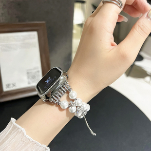适用苹果手表带小香风土星珍珠applewatchS10高级感表链iwatch11