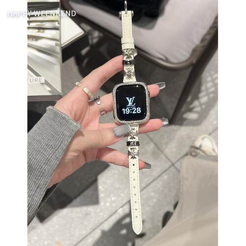 高级感真皮十字架表带适用于苹果