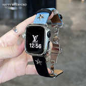 复古星星牛仔表带适用applewatch手表iwatch8代s109765se休闲表带