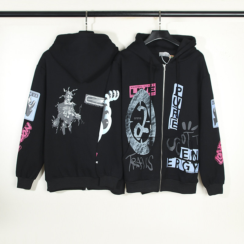 2023美式高街travis scott嘻哈超火cactus jack开衫连帽卫衣男女