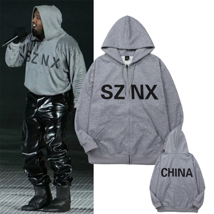 yzy kanye 侃爷同款26SS韩国演唱会周边宽松拉链连帽卫衣帽衫外套