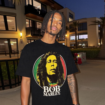 美式高街嘻哈风牙买加雷鬼教父Bob Marley 鲍勃·短袖T恤男女情侣