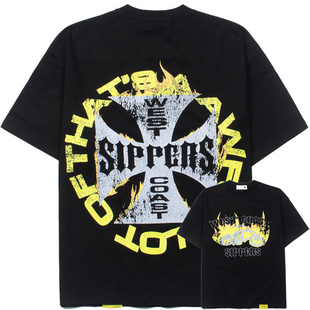 高街That Awful T恤男女夏 26SS新款 摩托风火轮暗黑系短袖 美式