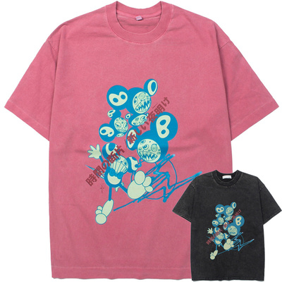 美式潮牌 cactus Jack 村上隆三方联名龅牙小恶魔印花男女短袖T恤