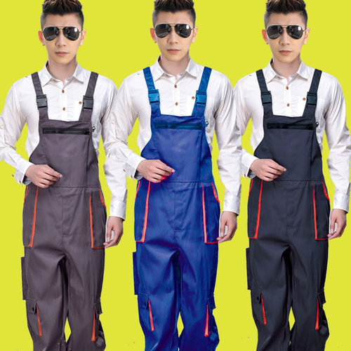 工作服裤抱婴袋裤4S店修车男女裤子训犬汽修车演出多口袋吊带工装