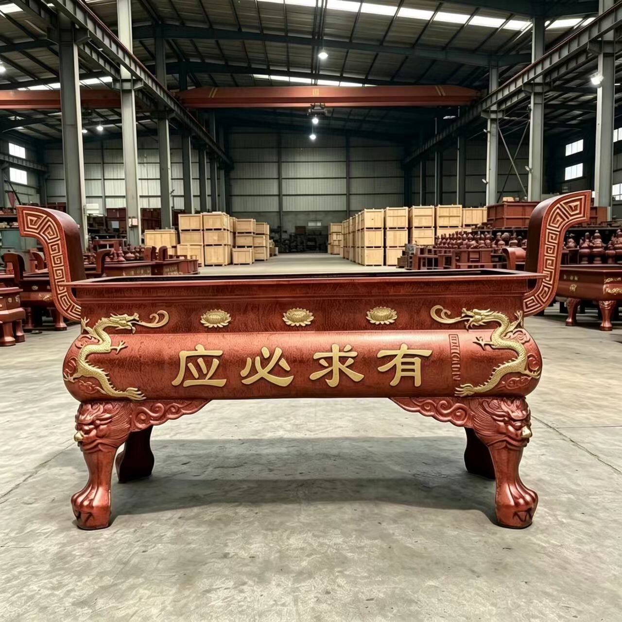 长方形铸铁香炉寺庙宗祠土地庙四足鼎炉户外供奉平口香炉可刻字