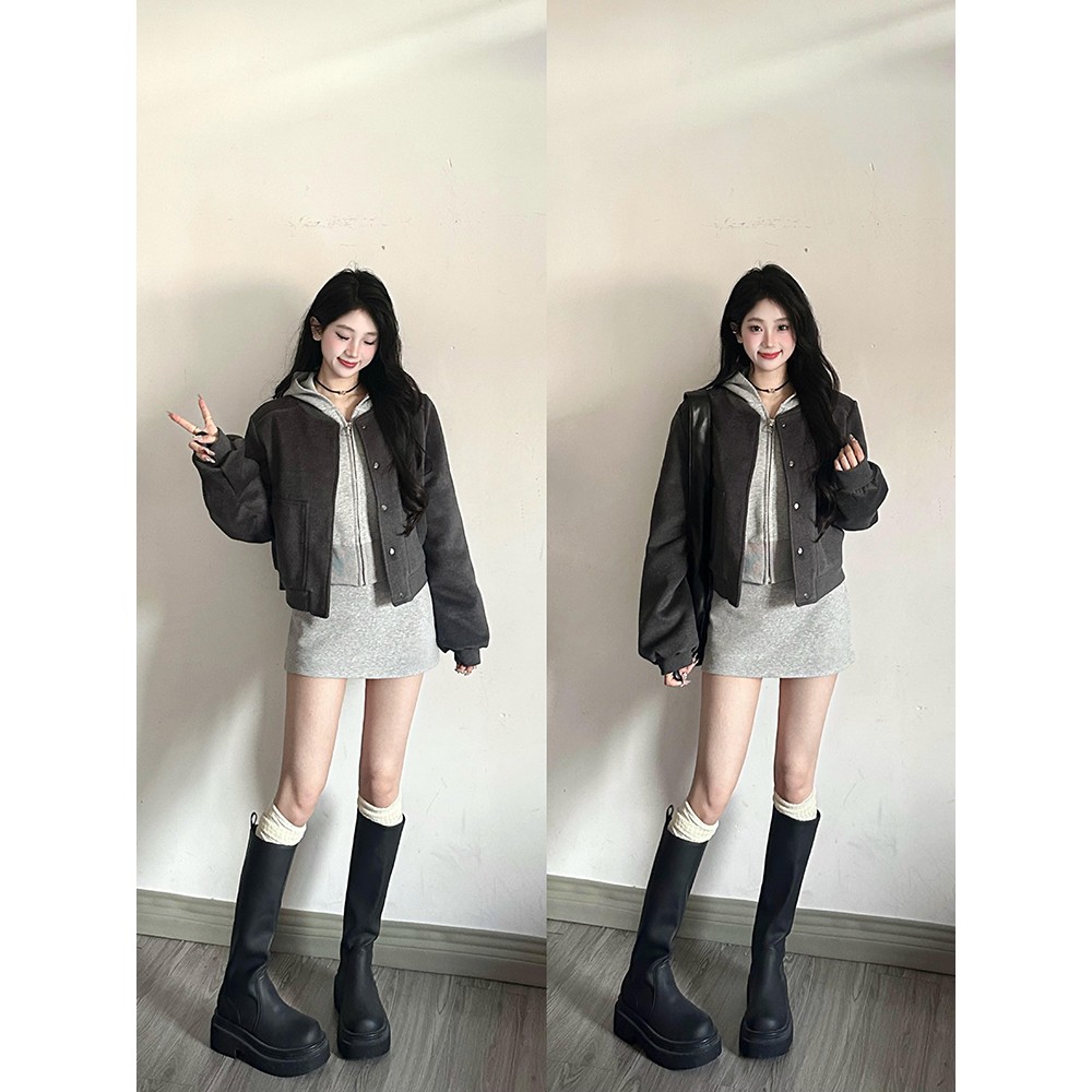 免费试穿】短款棒球服夹克套装