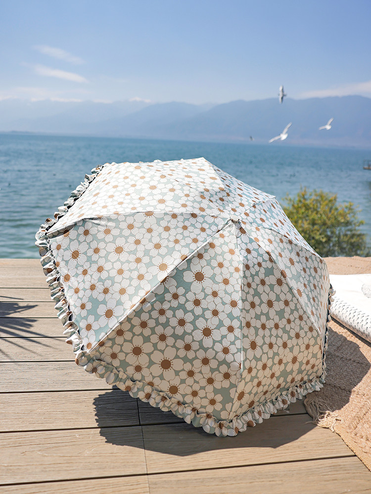 好看的小清新小碎花!太阳伞女防晒防紫外线小巧便携晴雨两用雨伞