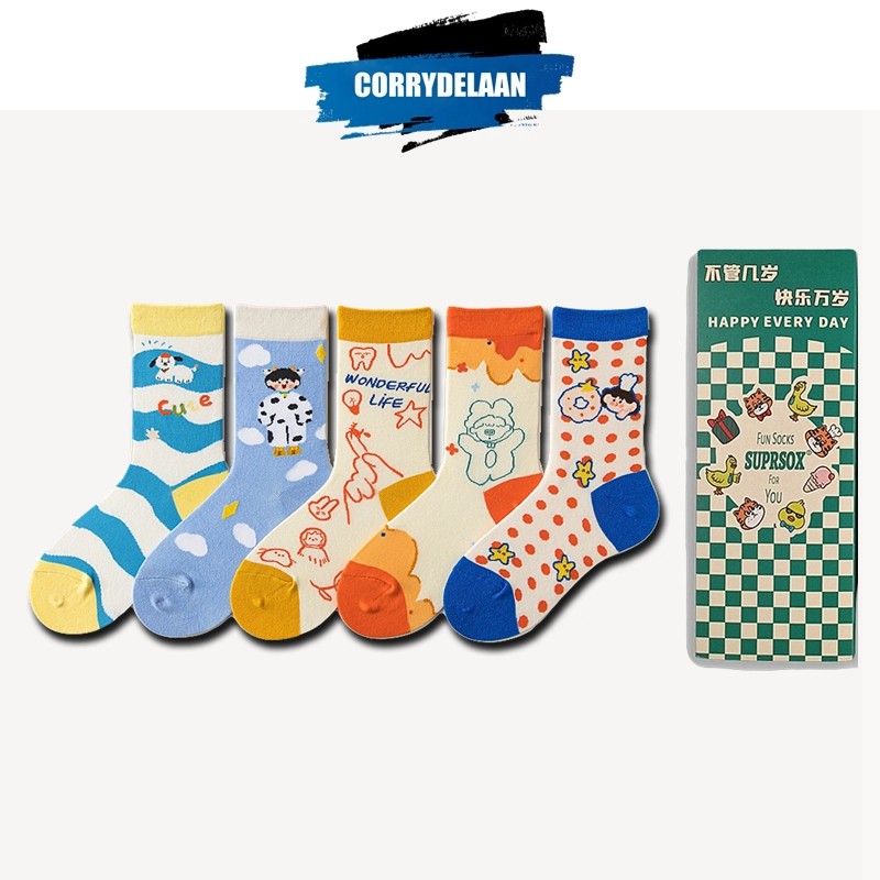 礼盒ins卡通可爱长袜袜子中筒袜
