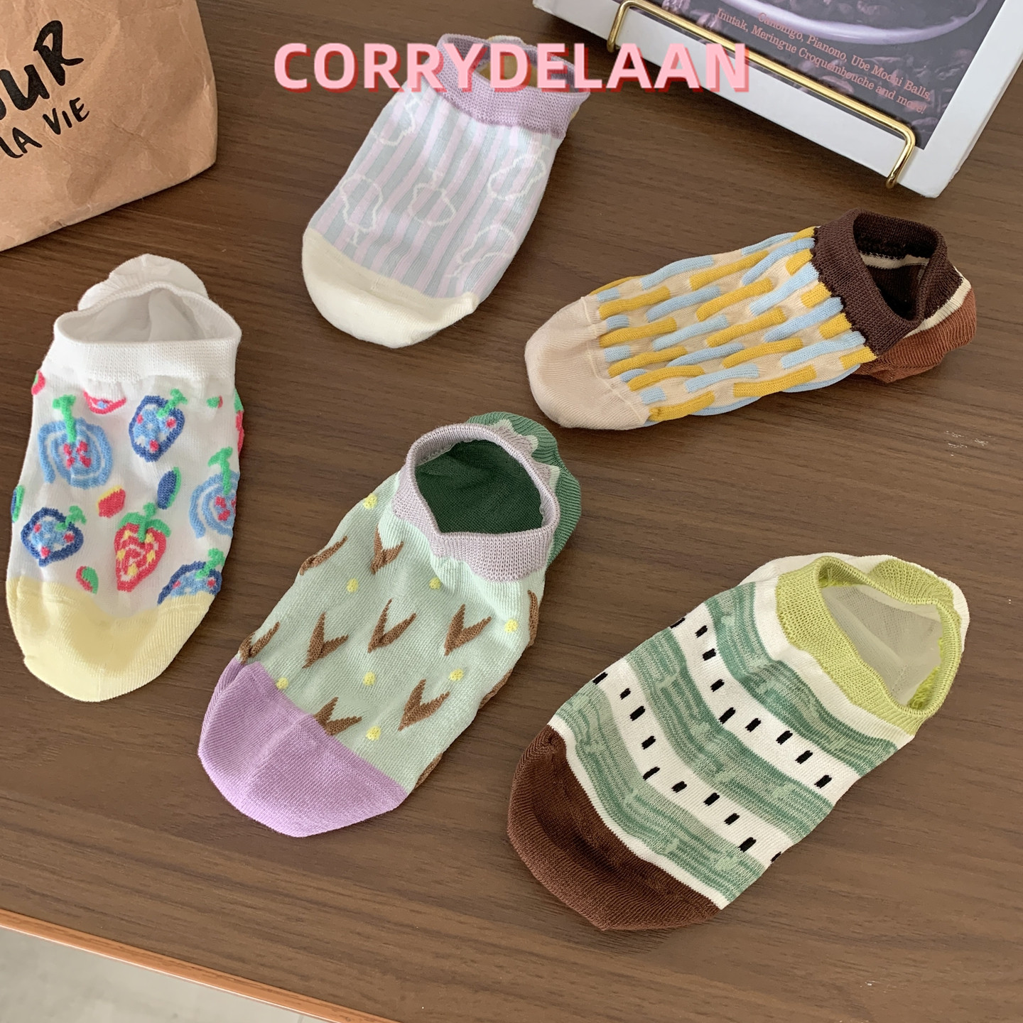 花朵条纹夏季薄款无骨船袜撞色浅口短袜子女硅胶防滑不掉跟隐形袜