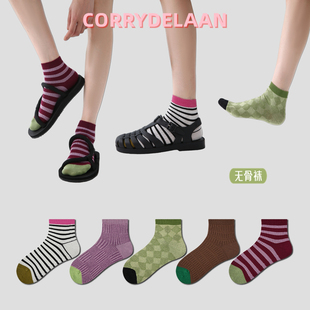 小众设计感无骨袜子女可爱复古休闲学生短袜搭配凉鞋 5双装 春夏季