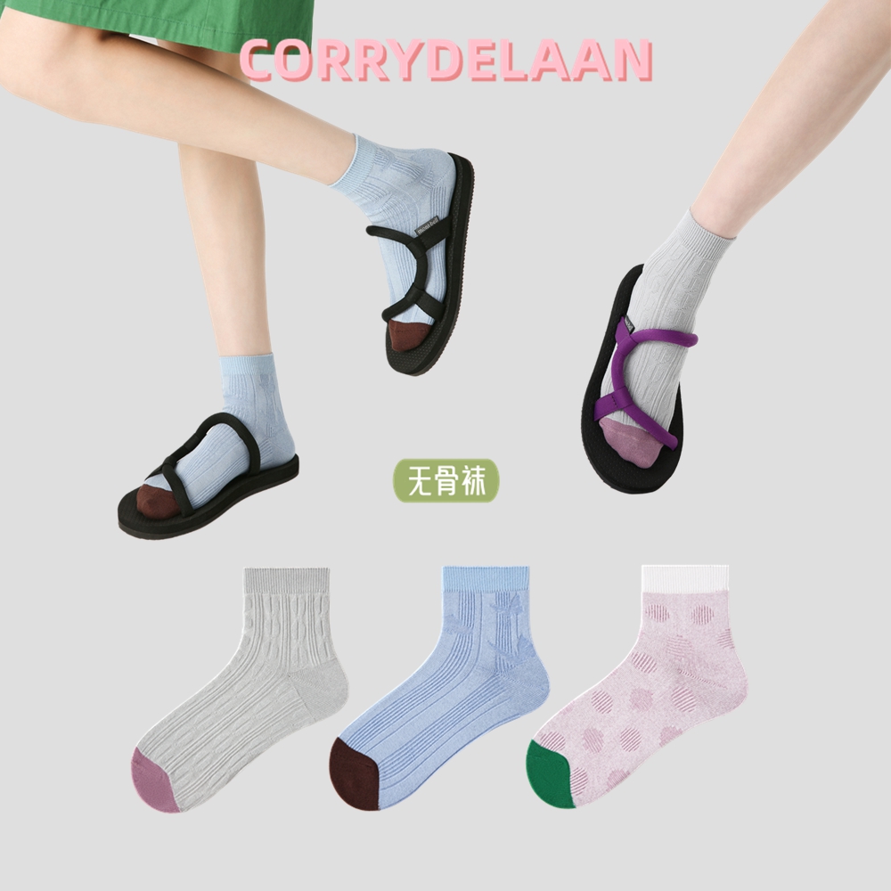 3双装春夏季薄款小众设计感无骨袜子女可爱学生休闲短袜搭配凉鞋