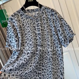 氛围感半袖 时髦豹纹短袖 胖mm大码 T恤显瘦上衣女2025夏季 体恤 新款