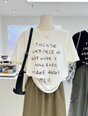 T恤女打底半袖 宽松显瘦小众短袖 tee 新款 纯棉复古字母简约百搭夏季