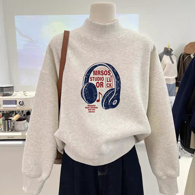 半高领加绒外套卫衣打底衫长袖