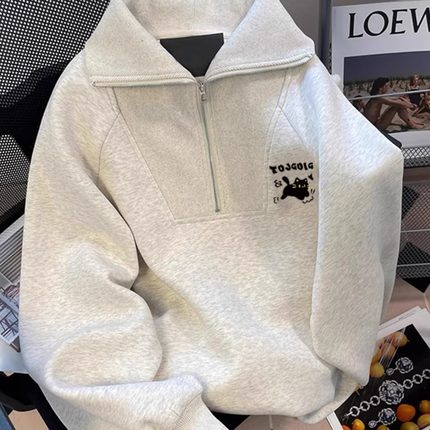 秋冬新款加绒加厚卫衣女韩版宽松减龄慵懒风高级感设计感小众长袖