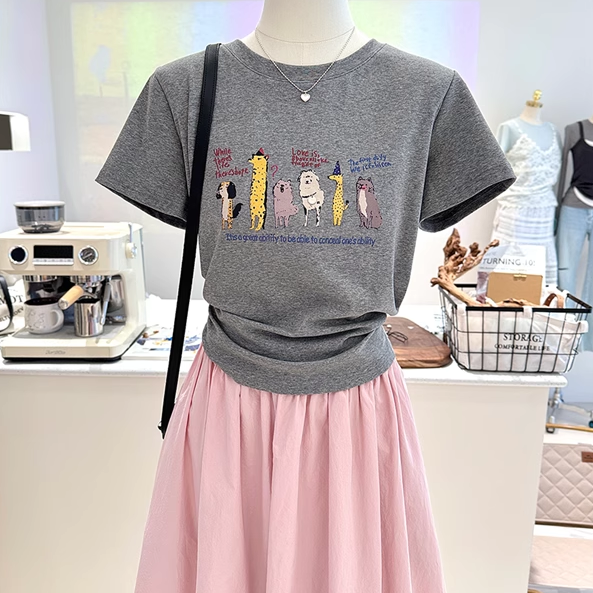 纯棉夏季新款修身短袖打底T恤女