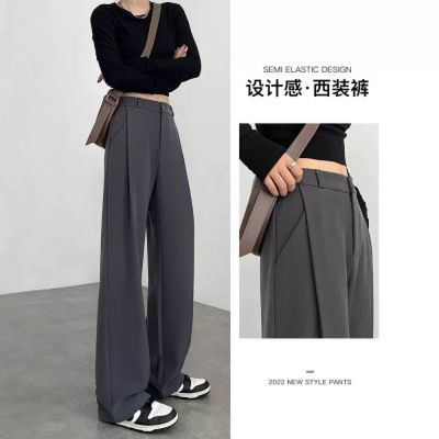 女春秋季2025窄版灰色西装裤