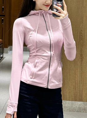 25秋冬新款Def jack瑜伽服上衣运动外套磨毛连帽健身帽衫夹克