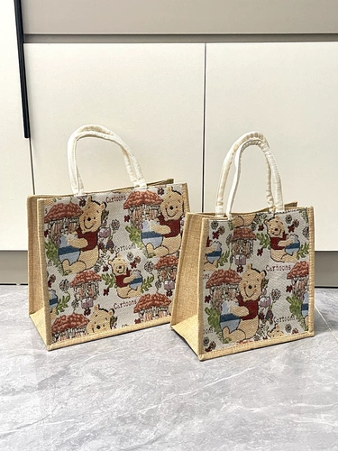 Мультяшная сумка через плечо, вместительная и большая льняная сумка