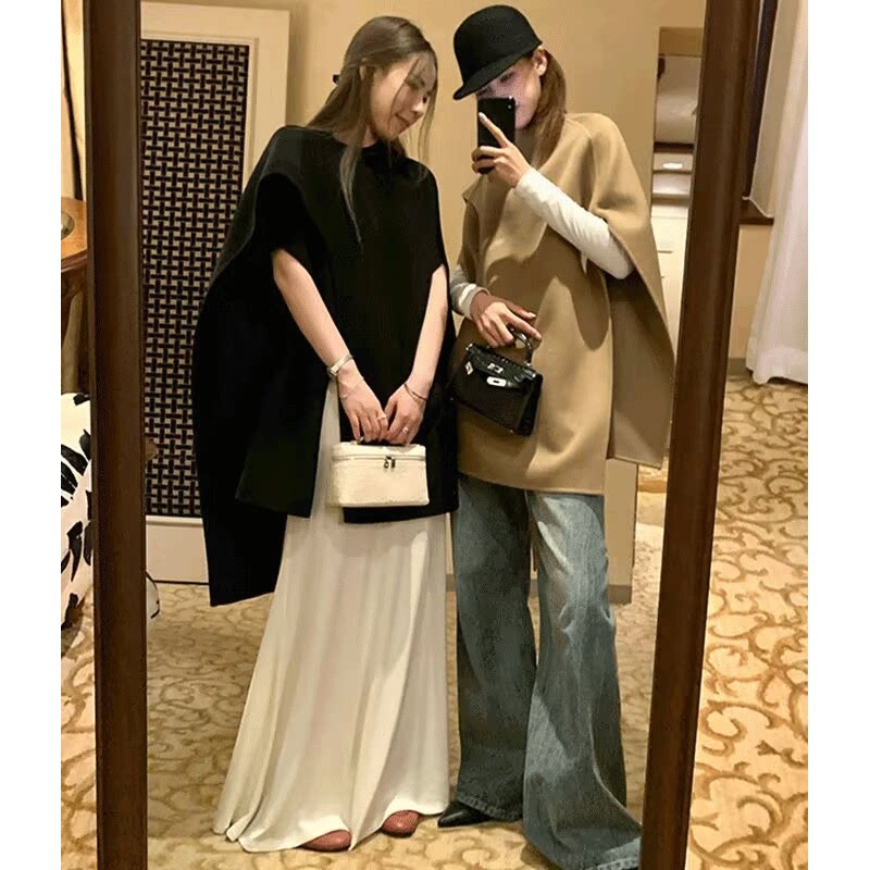 呢子斗篷披肩双面毛呢大