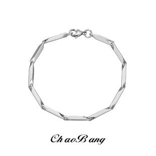 菱形钛钢手链男高级感简约百搭不掉色可沾水手饰女小众冷淡风饰品