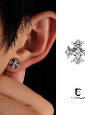 2025新款爆款高级感男士耳钉十字复古囊钻无需耳洞磁吸款耳饰男女