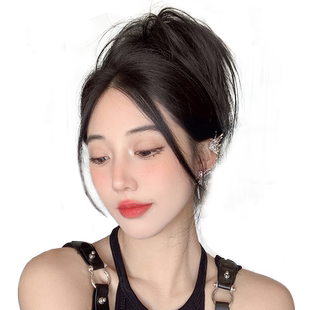 喷泉高马尾假发辫子女秋冬抓夹辣妹鸡窝丸子头高颅顶发夹慵懒发饰