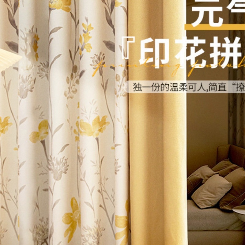 韩式高档美式田园遮光棉麻卧室客厅落地窗拼接别墅窗帘布工厂