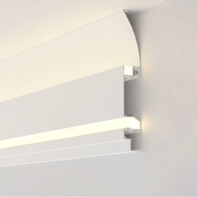 明装双眼皮一体免吊顶顶角灯客厅天花线性灯石膏线无主灯氛围灯