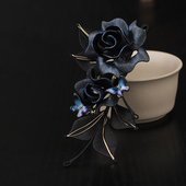 墨玉蝶 非遗绒花胸针精致轻奢蝴蝶牡丹花软簪国风发簪送礼物