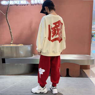 2023秋冬新款 女童卫衣宽松加绒套装 厚 潮牌街舞爵士舞服装 嘻哈童装