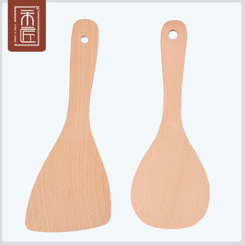 进口一木一匠 木质无漆无蜡饭勺电饭锅饭铲盛饭勺子 LOGO木制