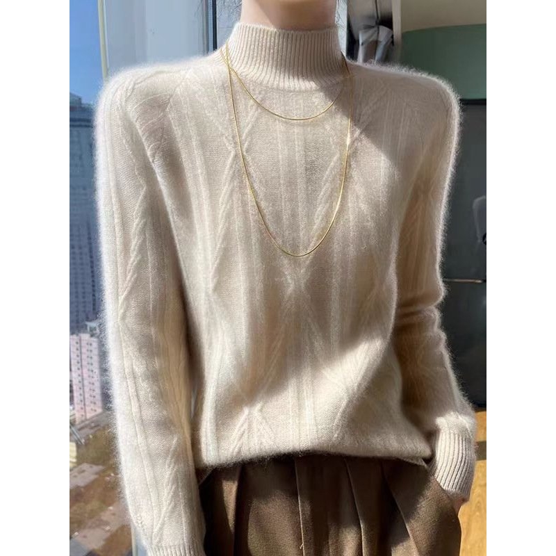 进口羊绒毛衣女25秋冬新款半高领打底衫加厚纯色针织衫内搭上衣宽