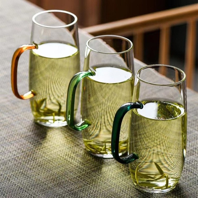 进口带把手玻璃杯办公室喝水杯子男女绿茶杯猴魁专用泡茶杯手柄杯