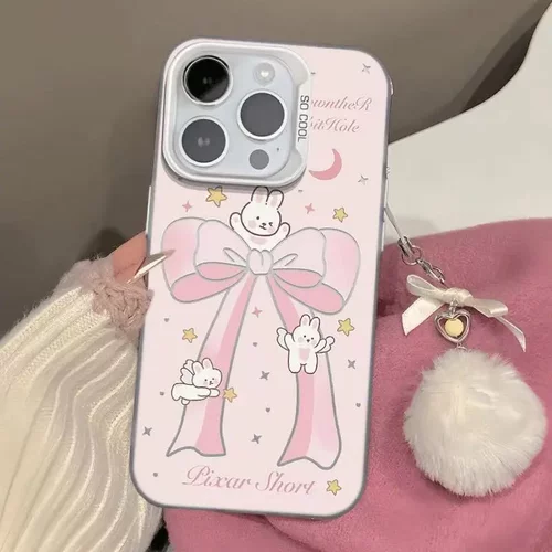 蝴蝶结萌兔15pro欧美16promax苹果手机壳iphone14可爱13pro12