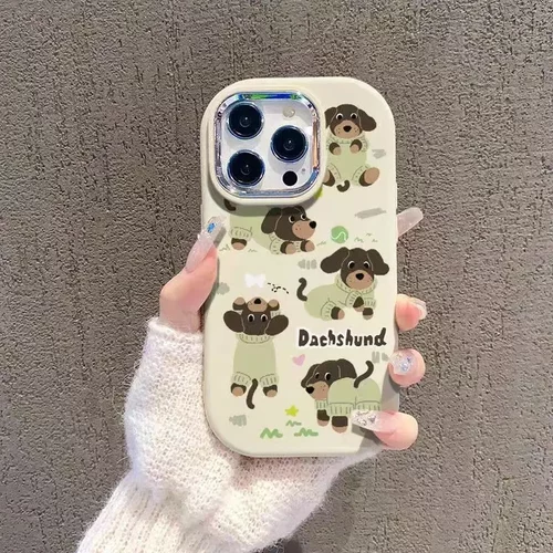 卡通小狗适用苹果15pro手机壳iphone16plus欧美14防摔13pro小众12