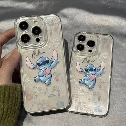 抱心史迪仔适用于iphone16透明15promax手机壳14plus欧美13卡通12