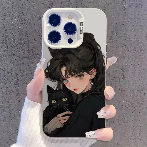 猫咪女孩15plus适用16promax苹果手机壳iphone14pro硬壳13时尚12
